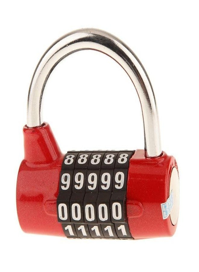 Sevia 5 Digit Combination Lock Outdoor Waterproof Resettable Number Padlock Set Your Own for Gym, School Locker, Sports, Hasp Cabinet, Fence, Gate, Toolbox (Red) - Image 1